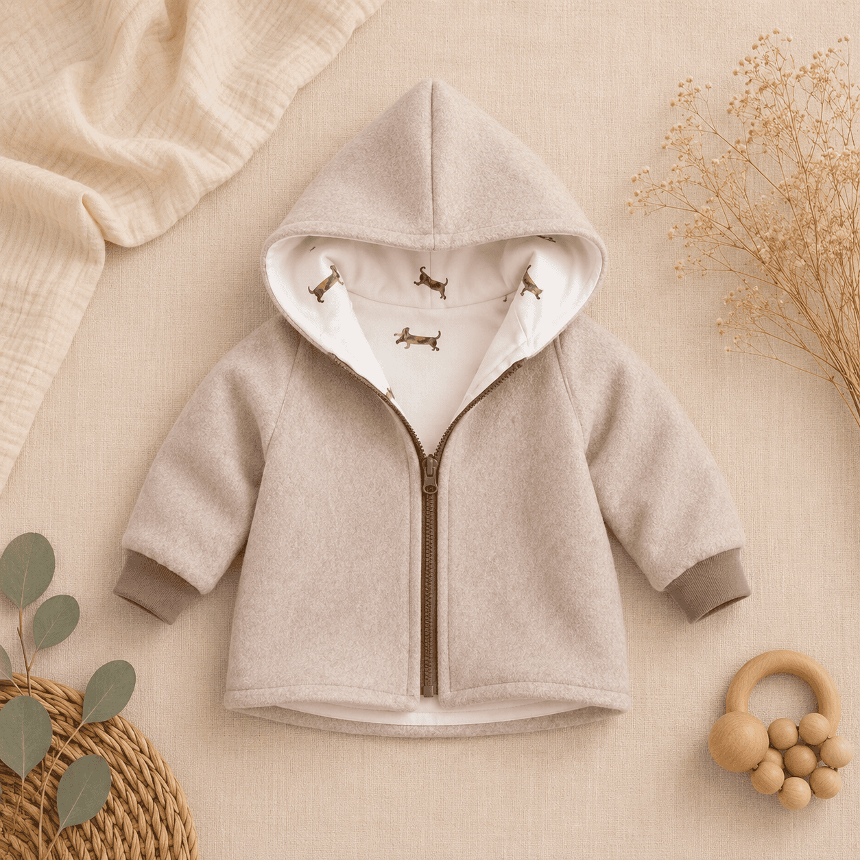 Bio Baumwollfleece Jacke Dackel Bodo